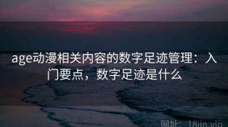 age动漫相关内容的数字足迹管理：入门要点，数字足迹是什么