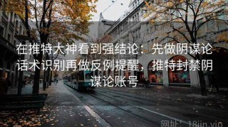 在推特大神看到强结论：先做阴谋论话术识别再做反例提醒，推特封禁阴谋论账号