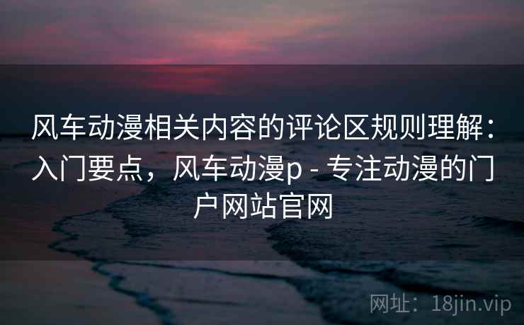 风车动漫相关内容的评论区规则理解：入门要点，风车动漫p - 专注动漫的门户网站官网